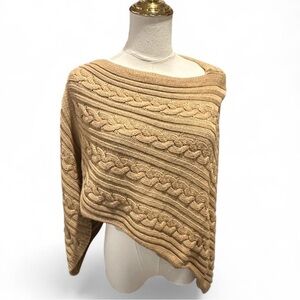 LOFT Camel Cable Knit Poncho